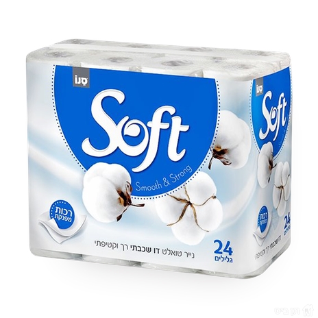 סנו סופט נייר טואלט 24 גלילים, מדינה: ישראל. ₪1.25 / יחידה