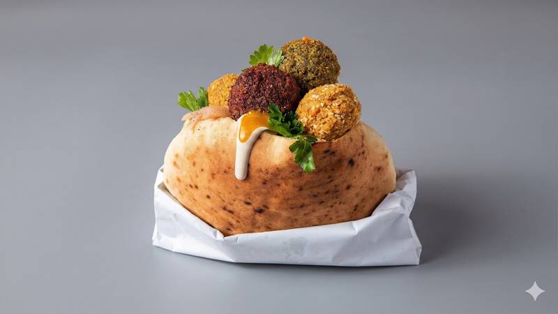 מנת פלאפל, בחרו סוג פלאפל, ממרחים וסלטים
מוגש עם 2 לביבות צ׳יפס
