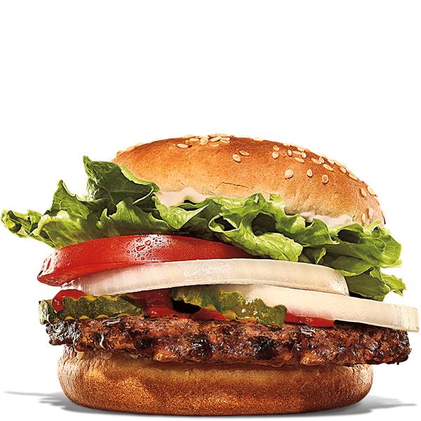 וופר ג'וניור, קציצת המבורגר מ-100% בשר בקר הנצלית על הגריל, עגבנייה, בצל, חסה, קטשופ, מיונז ומלפפון חמוץ	