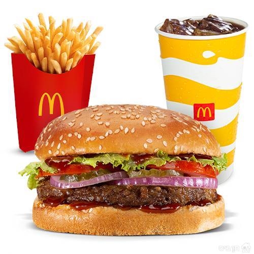 ארוחת Big Vegan (משלוחים), המבורגר טבעוני מבוסס על חלבוני סויה וחיטה עם רוטב ברביקיו